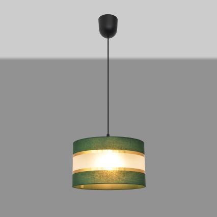 Lestenec na vrvici HELEN 1xE27/15W/230V d. 25 cm zelen/zlat