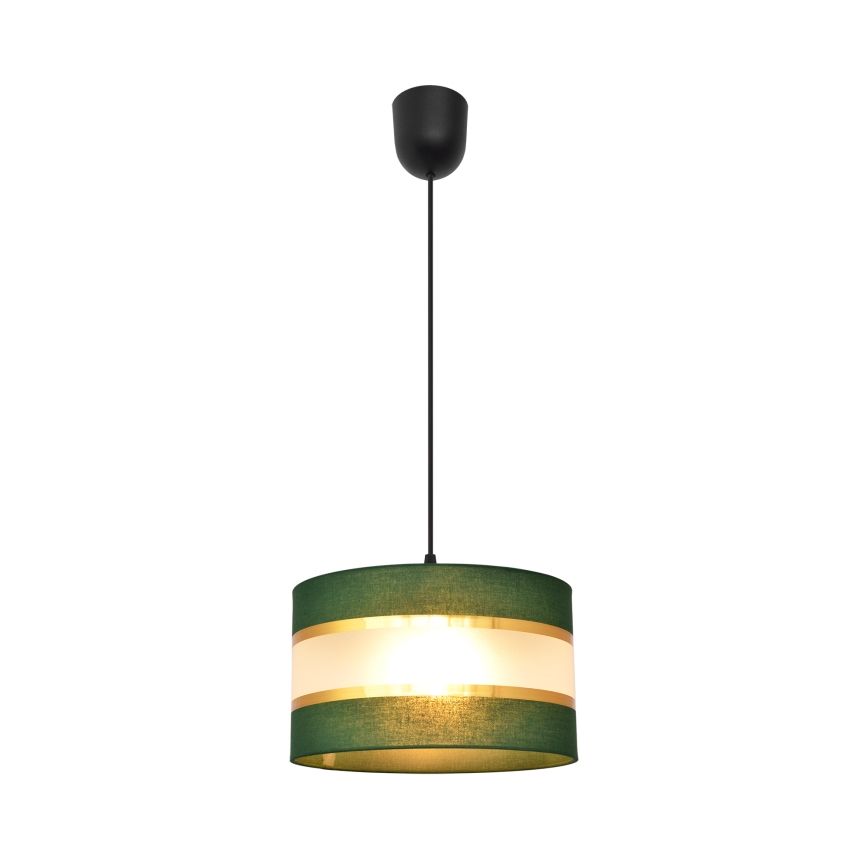 Lestenec na vrvici HELEN 1xE27/15W/230V d. 25 cm zelen/zlat