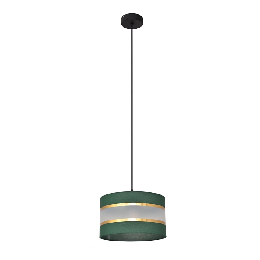 Lestenec na vrvici HELEN 1xE27/15W/230V d. 25 cm zelen/zlat