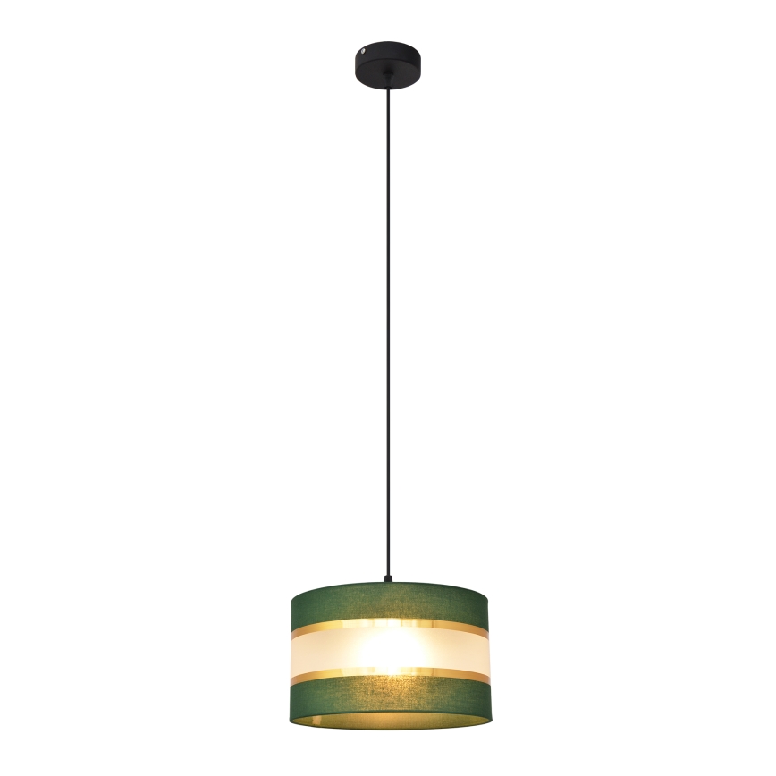 Lestenec na vrvici HELEN 1xE27/15W/230V d. 25 cm zelen/zlat