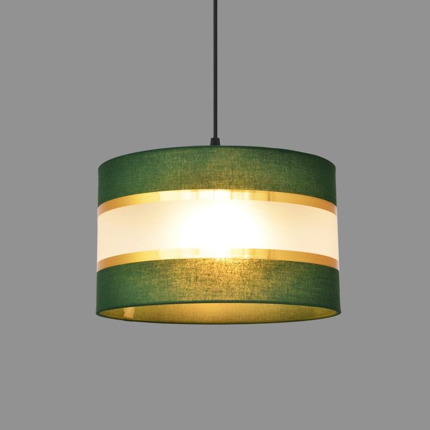 Lestenec na vrvici HELEN 1xE27/15W/230V d. 25 cm zelen/zlat