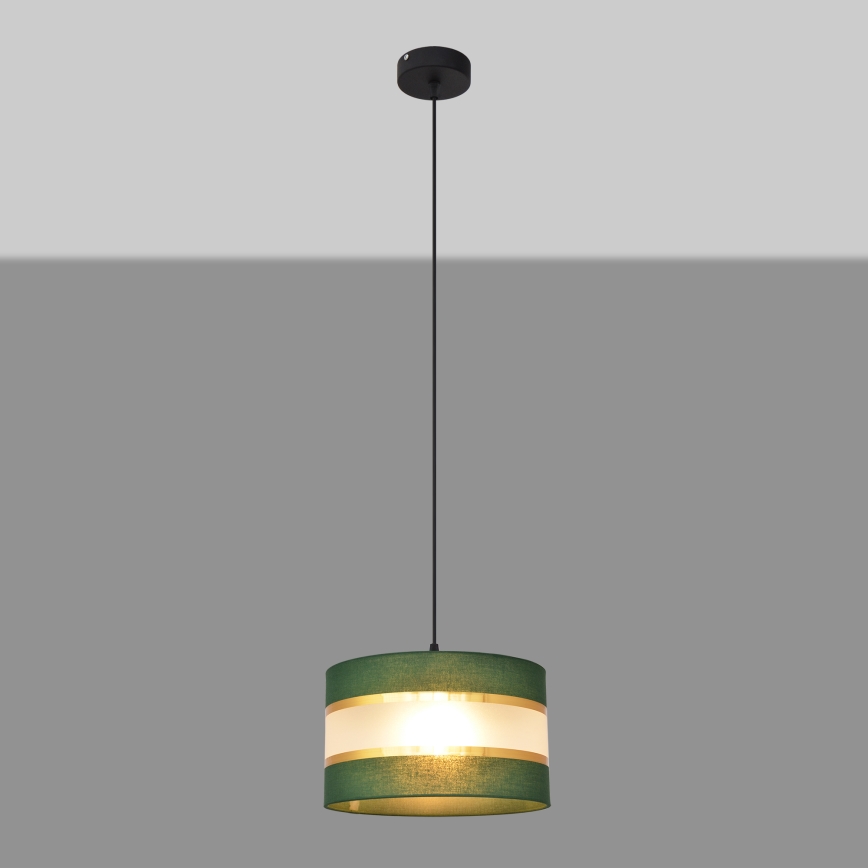Lestenec na vrvici HELEN 1xE27/15W/230V d. 25 cm zelen/zlat