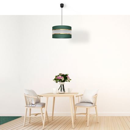 Lestenec na vrvici HELEN 1xE27/15W/230V d. 35 cm zelen/zlat