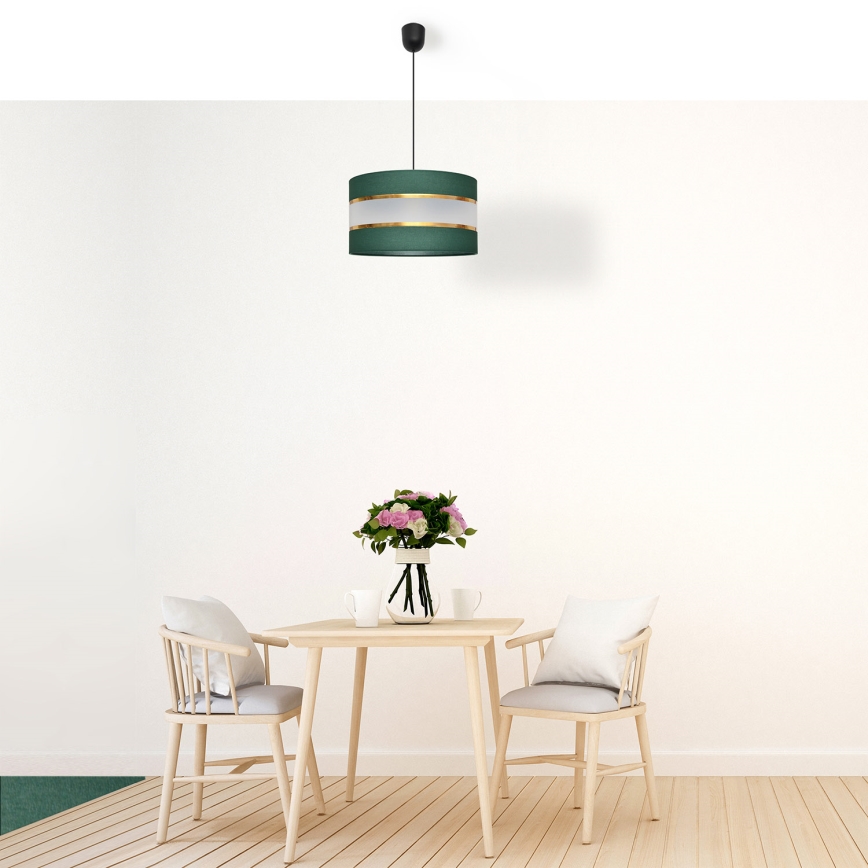 Lestenec na vrvici HELEN 1xE27/15W/230V d. 35 cm zelen/zlat