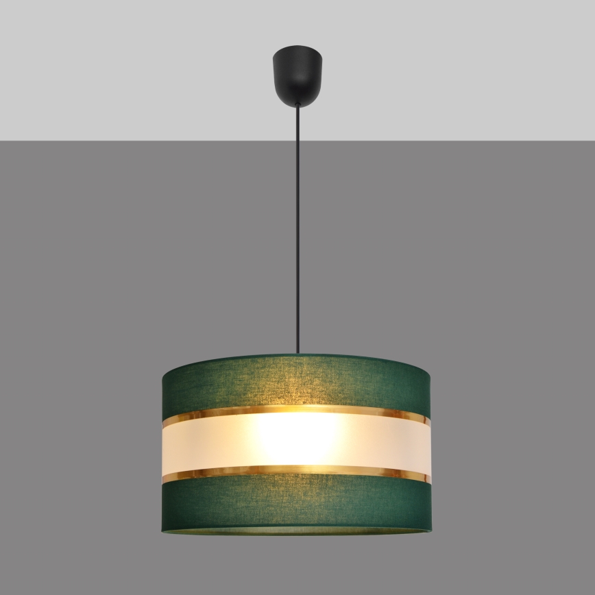 Lestenec na vrvici HELEN 1xE27/15W/230V d. 35 cm zelen/zlat