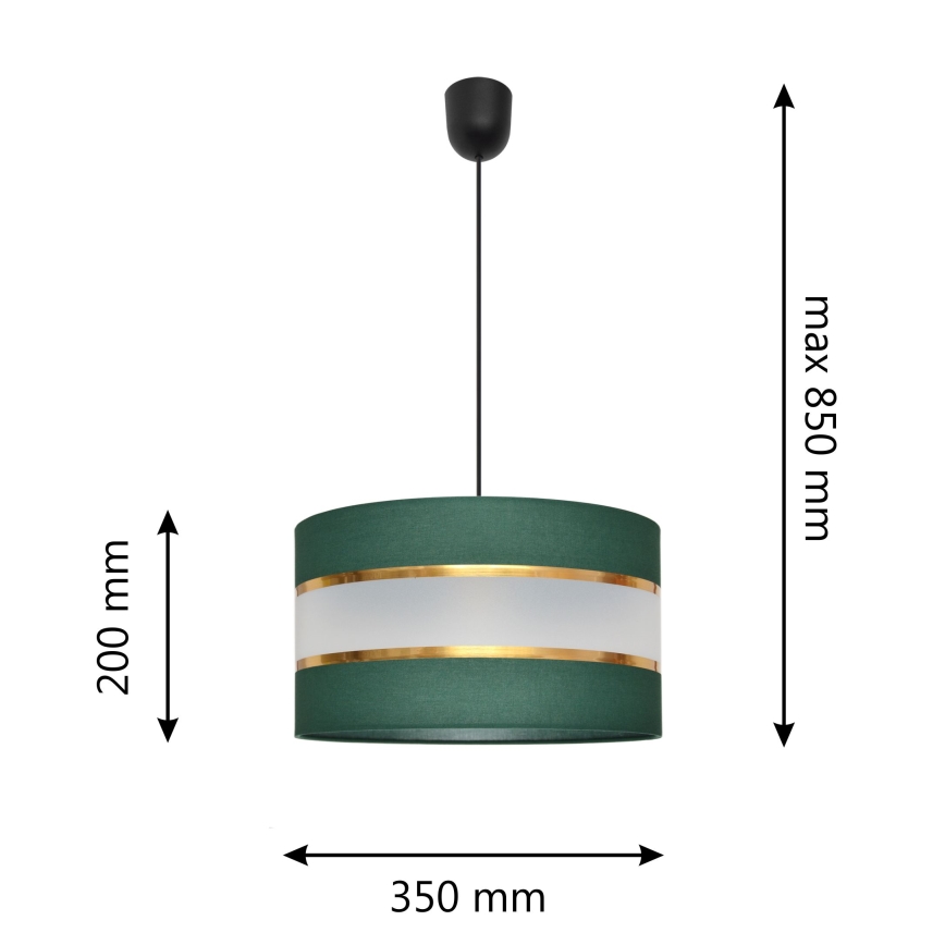 Lestenec na vrvici HELEN 1xE27/15W/230V d. 35 cm zelen/zlat