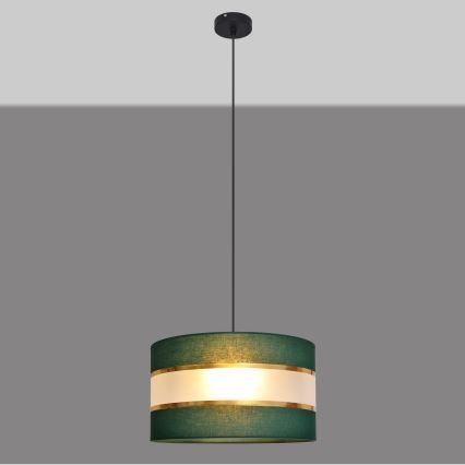 Lestenec na vrvici HELEN 1xE27/15W/230V d. 35 cm zelen/zlat