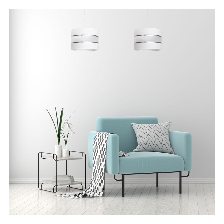Lestenec na vrvici HELEN 1xE27/15W/230V premer 20 cm bela