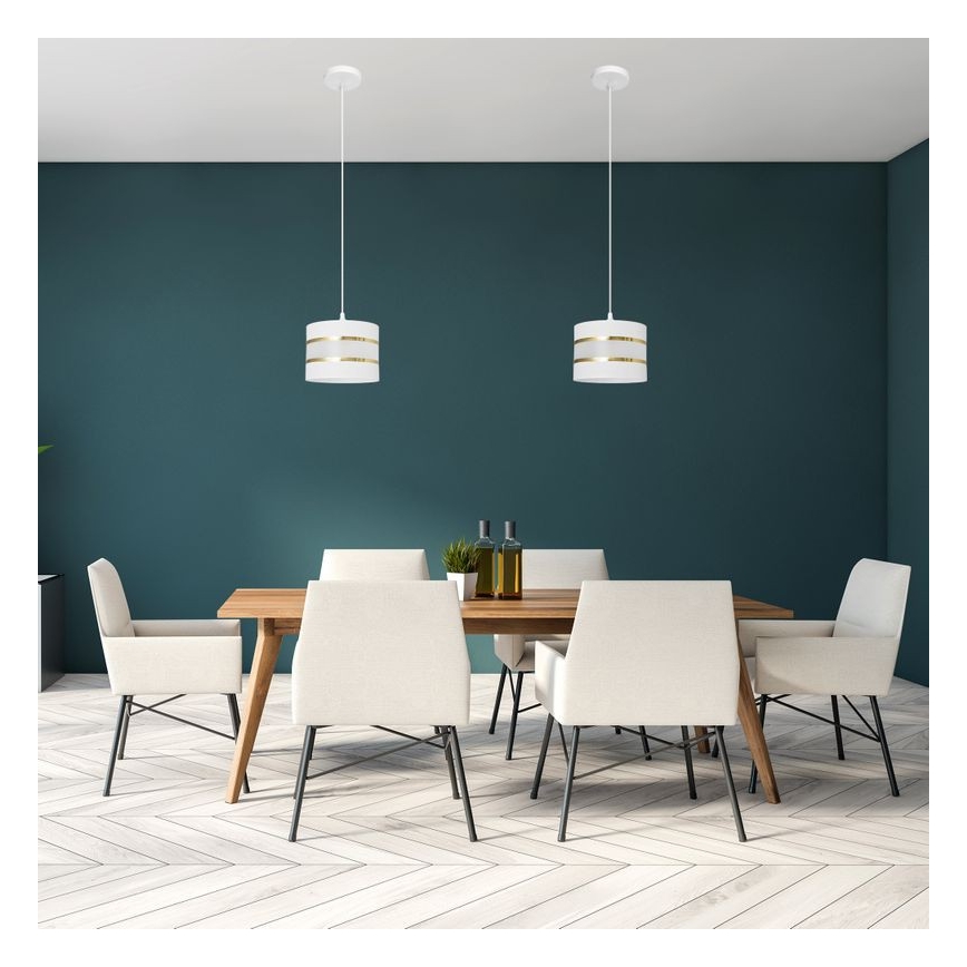 Lestenec na vrvici HELEN 1xE27/15W/230V premer 20 cm bela/zlata