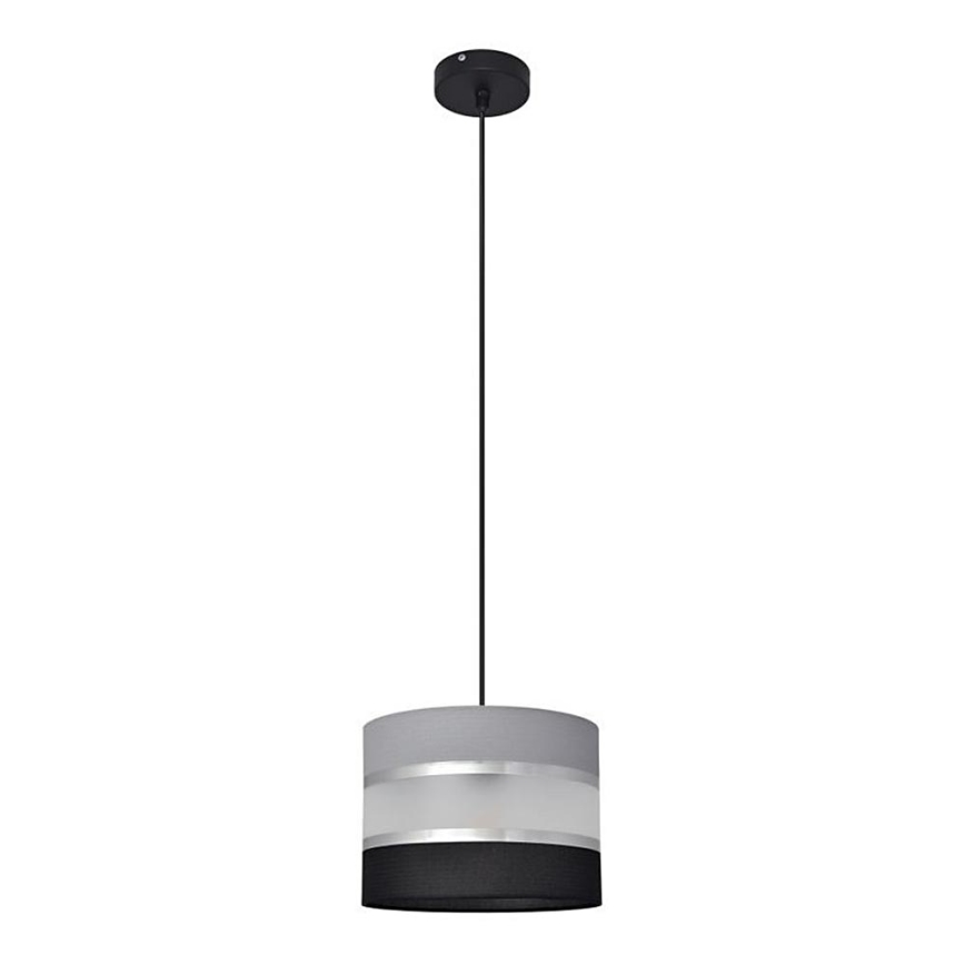 Lestenec na vrvici HELEN 1xE27/15W/230V premer 20 cm črna/siva/srebrna