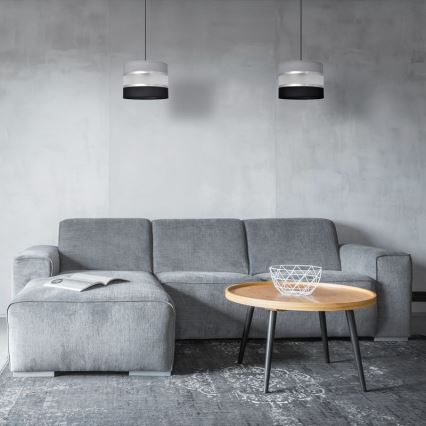 Lestenec na vrvici HELEN 1xE27/15W/230V premer 20 cm črna/siva/srebrna