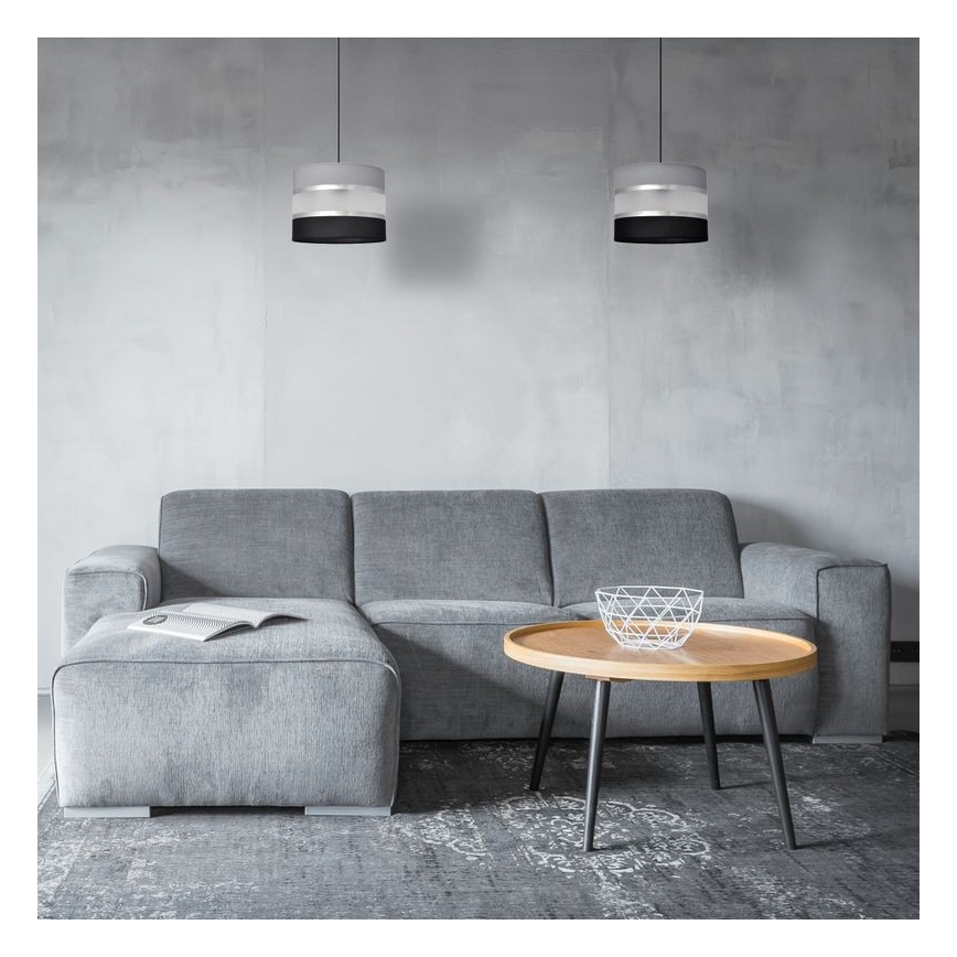 Lestenec na vrvici HELEN 1xE27/15W/230V premer 20 cm črna/siva/srebrna