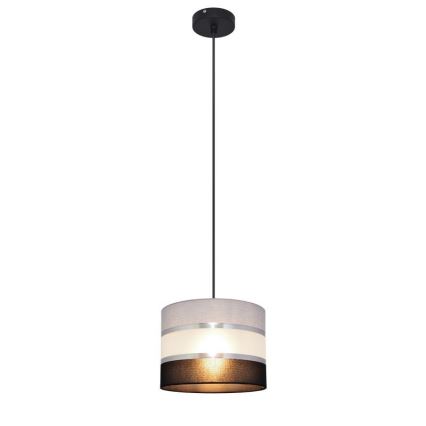 Lestenec na vrvici HELEN 1xE27/15W/230V premer 20 cm črna/siva/srebrna