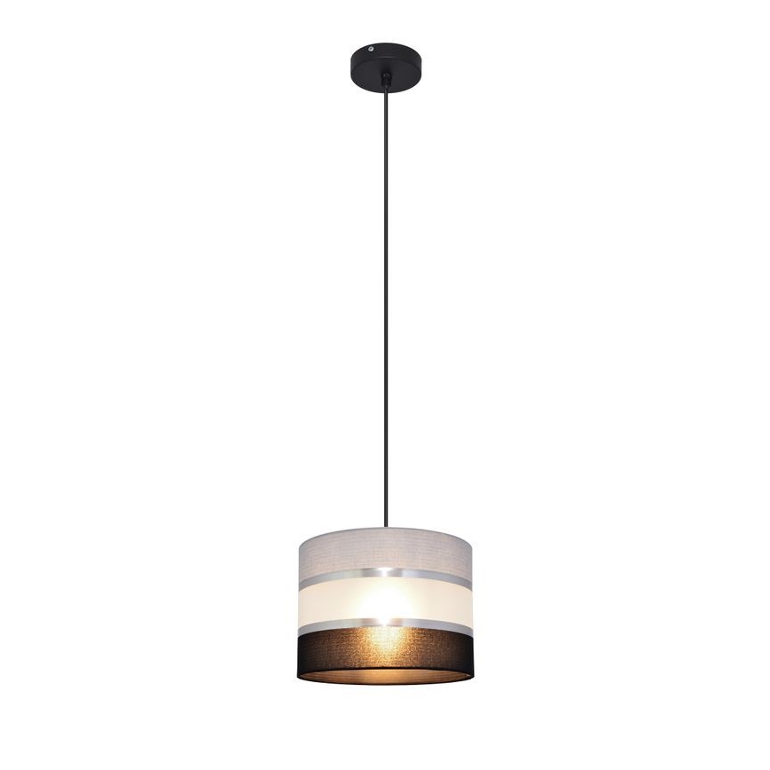 Lestenec na vrvici HELEN 1xE27/15W/230V premer 20 cm črna/siva/srebrna
