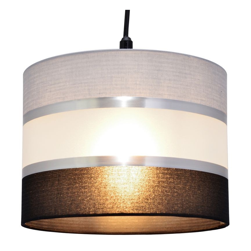 Lestenec na vrvici HELEN 1xE27/15W/230V premer 20 cm črna/siva/srebrna