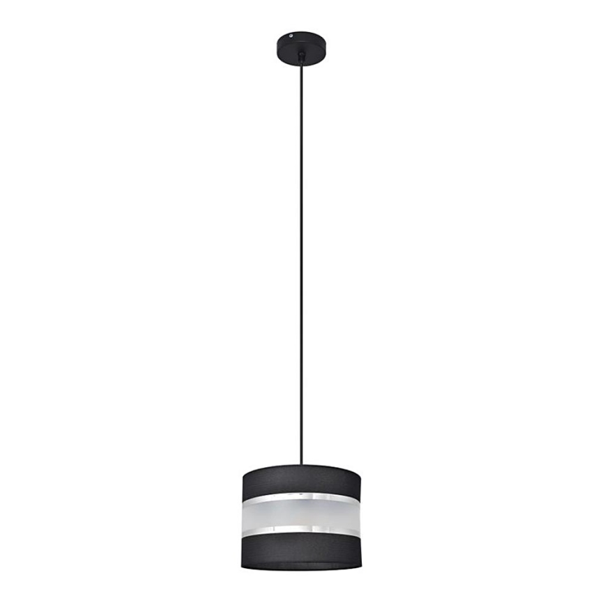 Lestenec na vrvici HELEN 1xE27/15W/230V premer 20 cm črna/srebrna