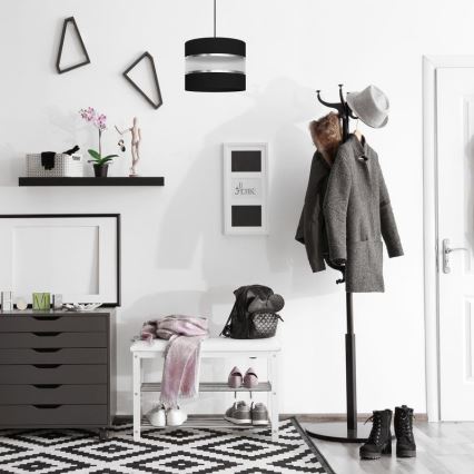 Lestenec na vrvici HELEN 1xE27/15W/230V premer 20 cm črna/srebrna