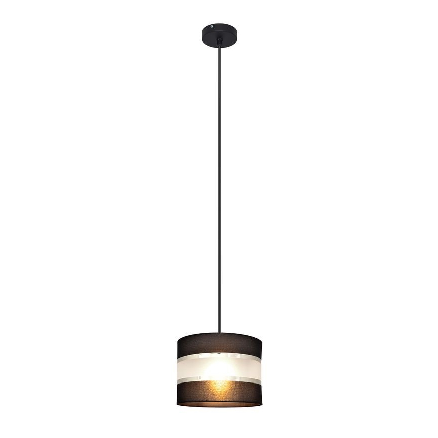 Lestenec na vrvici HELEN 1xE27/15W/230V premer 20 cm črna/srebrna