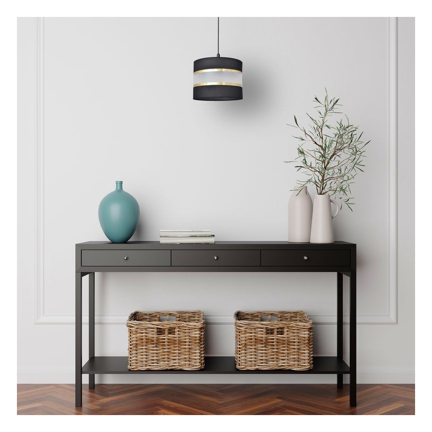 Lestenec na vrvici HELEN 1xE27/15W/230V premer 20 cm črna/zlata