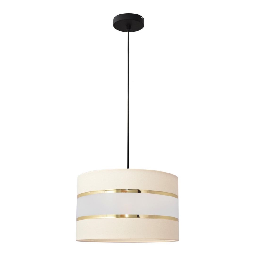 Lestenec na vrvici HELEN 1xE27/15W/230V premer 20 cm krem barva/črna/zlata