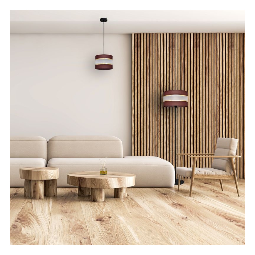 Lestenec na vrvici HELEN 1xE27/15W/230V premer 20 cm rjava/črna/zlata