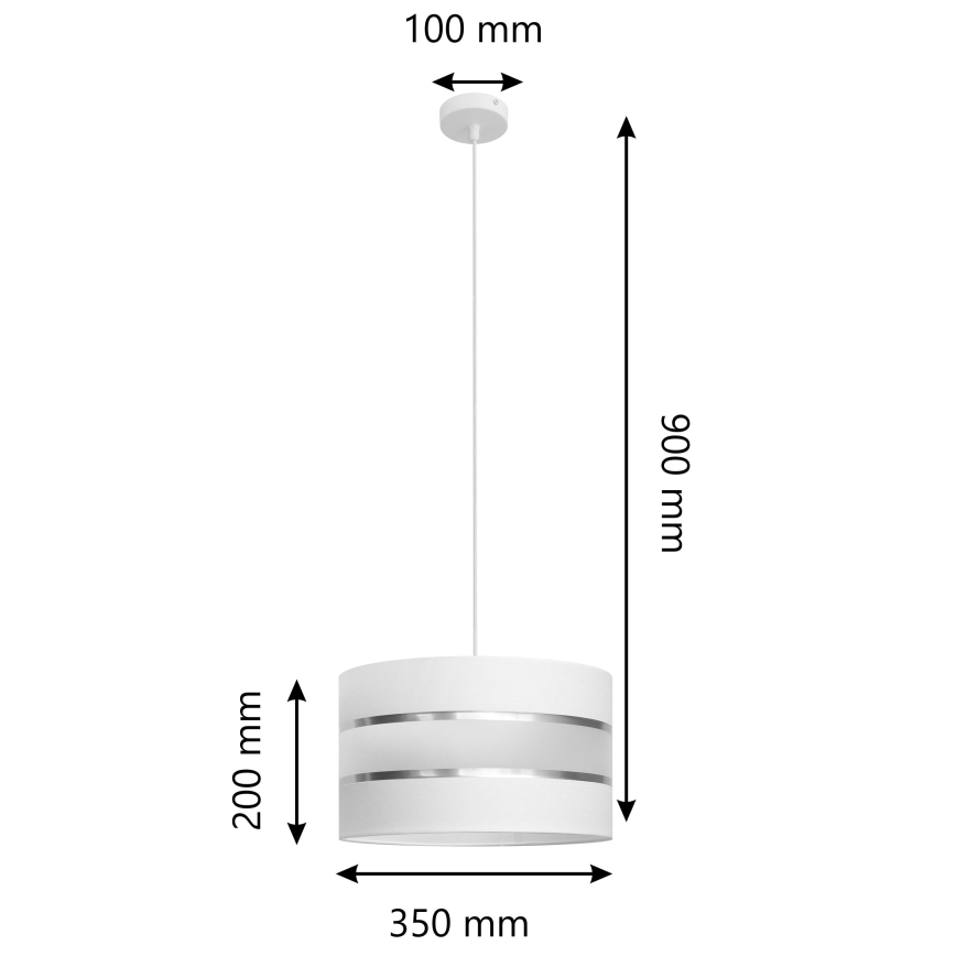 Lestenec na vrvici HELEN 1xE27/15W/230V premer 35 cm bela