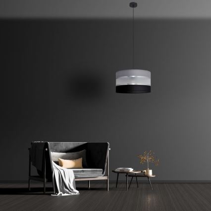 Lestenec na vrvici HELEN 1xE27/15W/230V premer 35 cm črna/siva/srebrna
