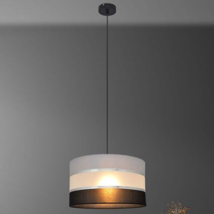 Lestenec na vrvici HELEN 1xE27/15W/230V premer 35 cm črna/siva/srebrna