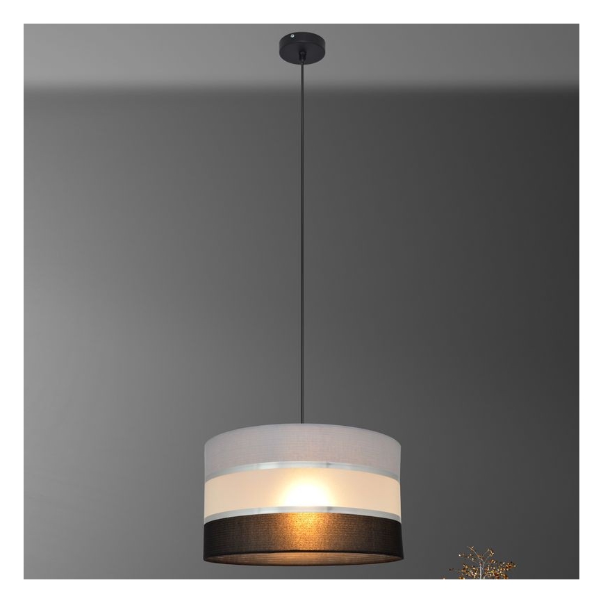 Lestenec na vrvici HELEN 1xE27/15W/230V premer 35 cm črna/siva/srebrna