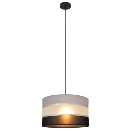 Lestenec na vrvici HELEN 1xE27/15W/230V premer 35 cm črna/siva/srebrna