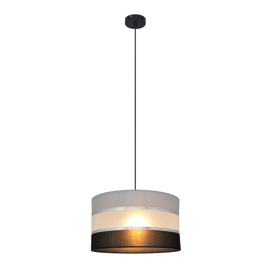 Lestenec na vrvici HELEN 1xE27/15W/230V premer 35 cm črna/siva/srebrna