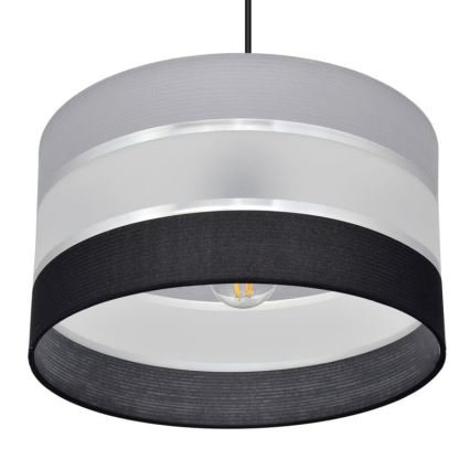Lestenec na vrvici HELEN 1xE27/15W/230V premer 35 cm črna/siva/srebrna