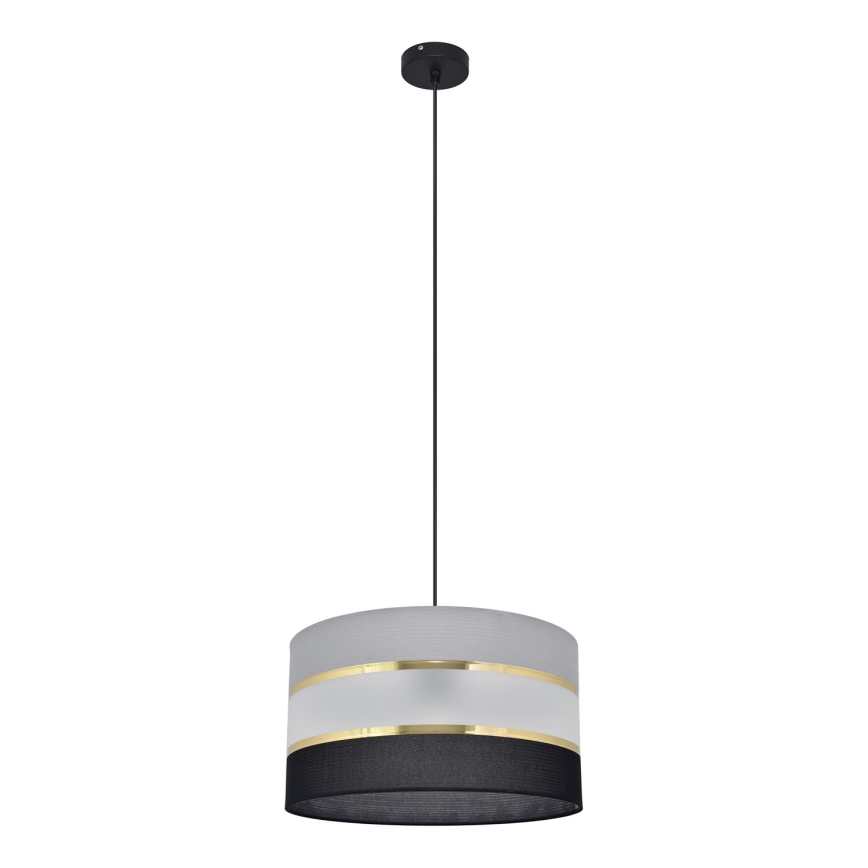 Lestenec na vrvici HELEN 1xE27/15W/230V premer 35 cm črna/siva/zlata