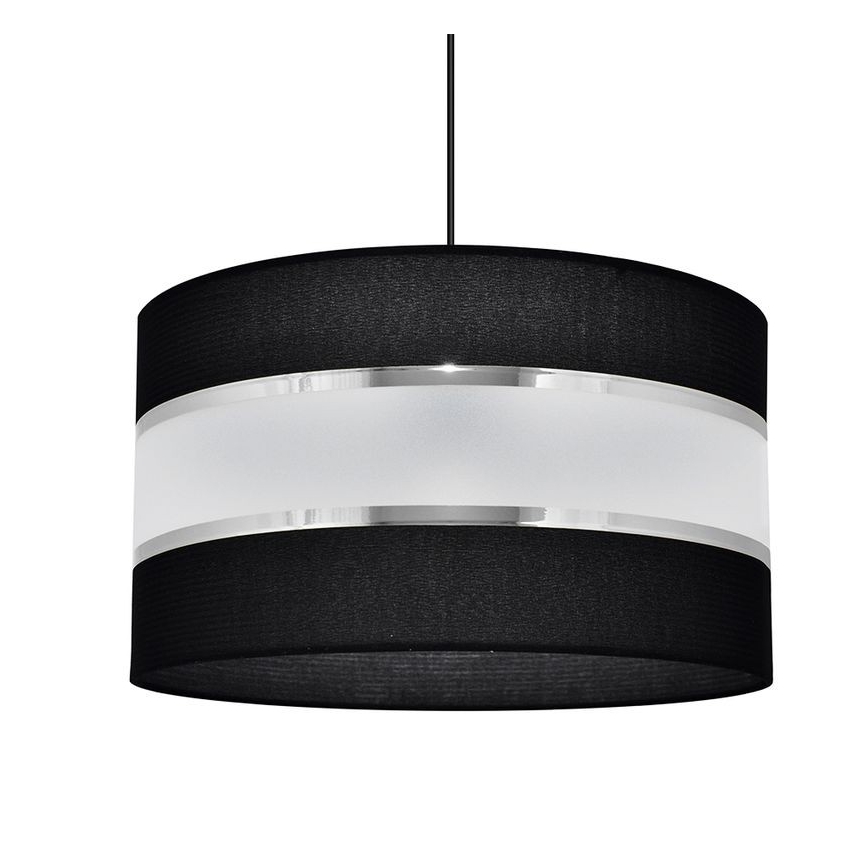 Lestenec na vrvici HELEN 1xE27/15W/230V premer 35 cm črna/srebrna