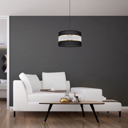 Lestenec na vrvici HELEN 1xE27/15W/230V premer 35 cm črna/zlata