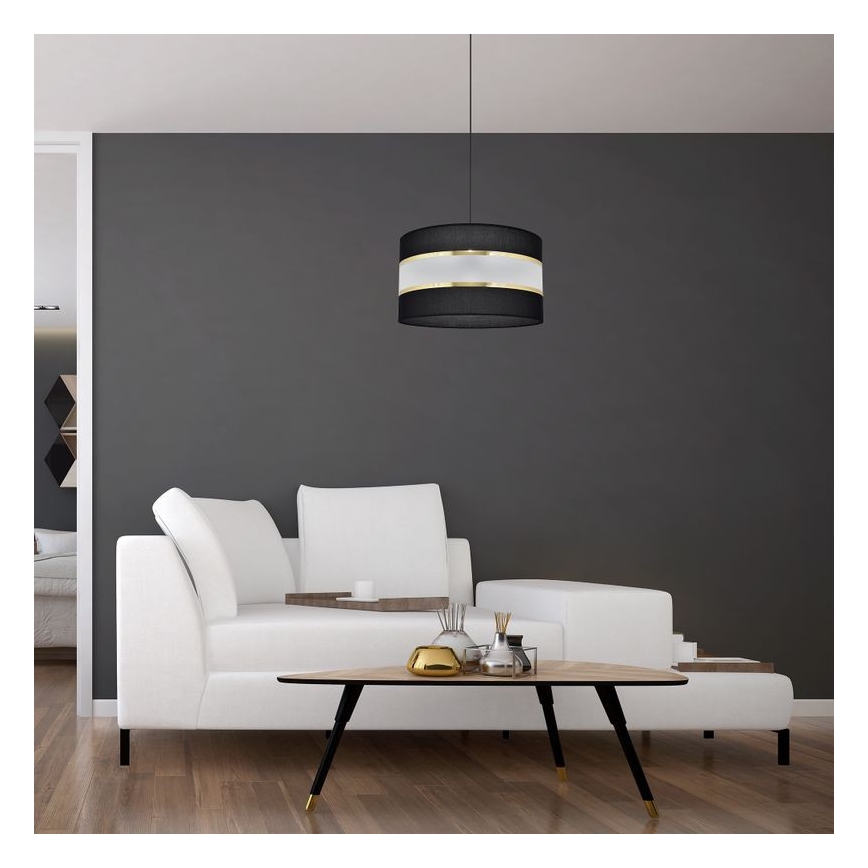 Lestenec na vrvici HELEN 1xE27/15W/230V premer 35 cm črna/zlata