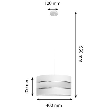 Lestenec na vrvici HELEN 1xE27/15W/230V premer 40 cm bela
