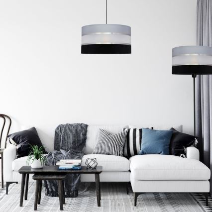 Lestenec na vrvici HELEN 1xE27/15W/230V premer 40 cm črna/siva/srebrna