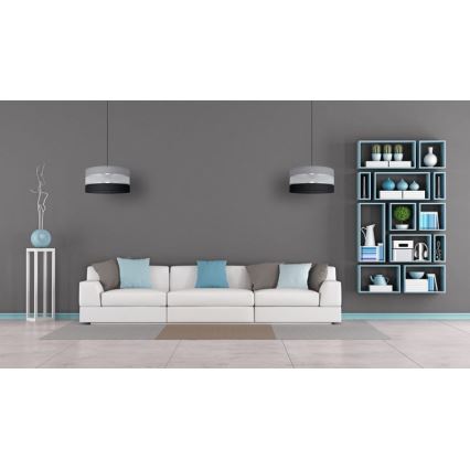 Lestenec na vrvici HELEN 1xE27/15W/230V premer 40 cm črna/siva/srebrna