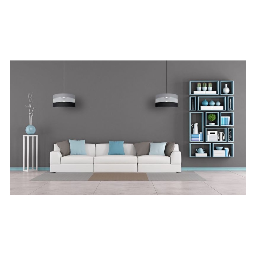 Lestenec na vrvici HELEN 1xE27/15W/230V premer 40 cm črna/siva/srebrna