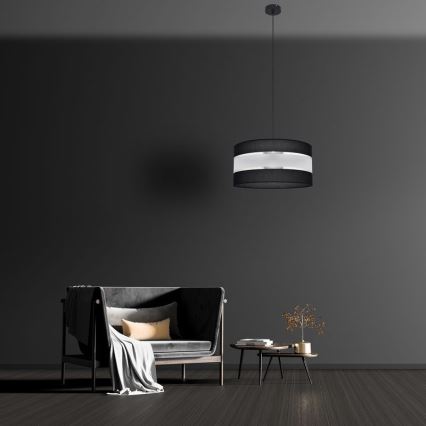 Lestenec na vrvici HELEN 1xE27/15W/230V premer 40 cm črna/srebrna