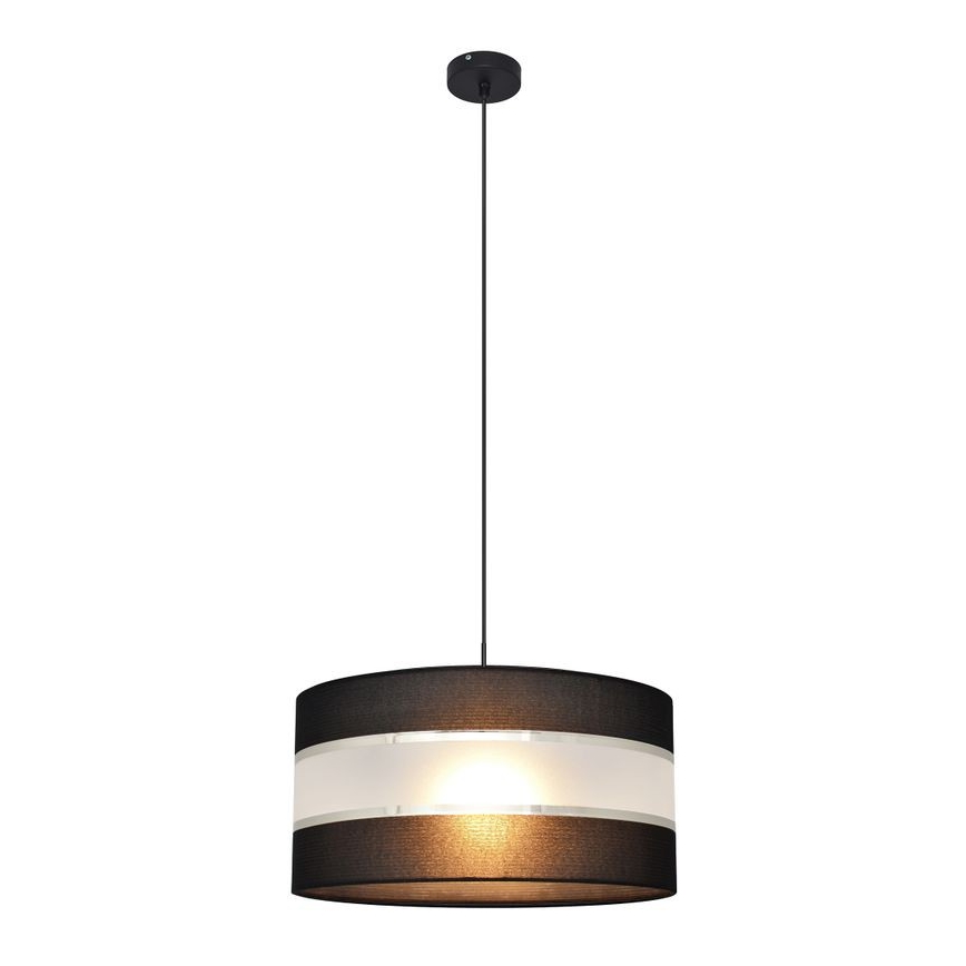 Lestenec na vrvici HELEN 1xE27/15W/230V premer 40 cm črna/srebrna
