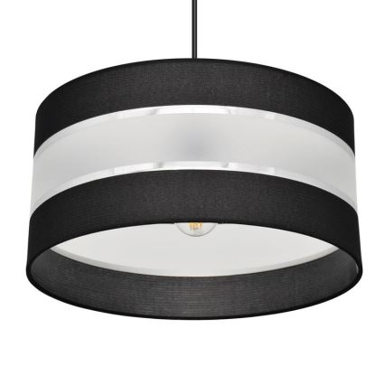 Lestenec na vrvici HELEN 1xE27/15W/230V premer 40 cm črna/srebrna