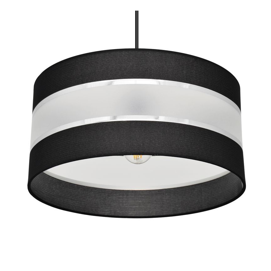 Lestenec na vrvici HELEN 1xE27/15W/230V premer 40 cm črna/srebrna