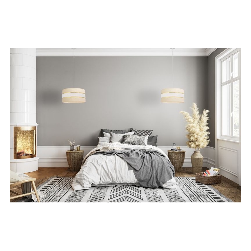 Lestenec na vrvici HELEN 1xE27/15W/230V premer 40 cm krem barva/zlata