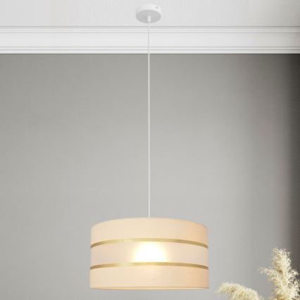 Lestenec na vrvici HELEN 1xE27/15W/230V premer 40 cm krem barva/zlata