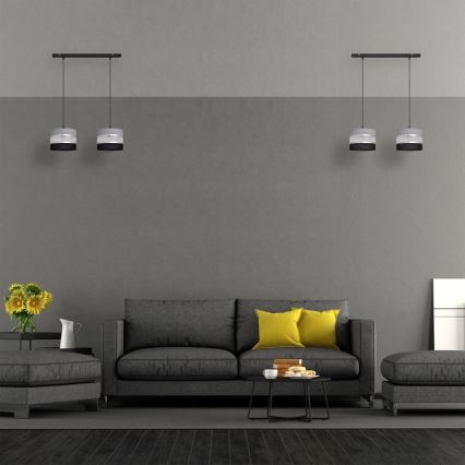 Lestenec na vrvici HELEN 2xE27/15W/230V črna/siva/srebrna