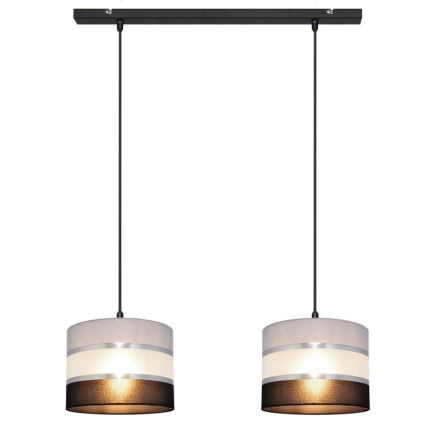 Lestenec na vrvici HELEN 2xE27/15W/230V črna/siva/srebrna