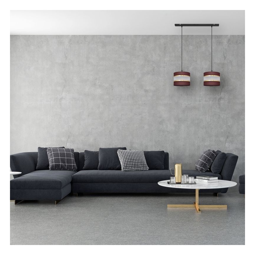 Lestenec na vrvici HELEN 2xE27/15W/230V rjava/črna/zlata