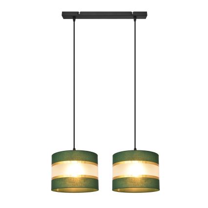 Lestenec na vrvici HELEN 2xE27/15W/230V zelen/zlat